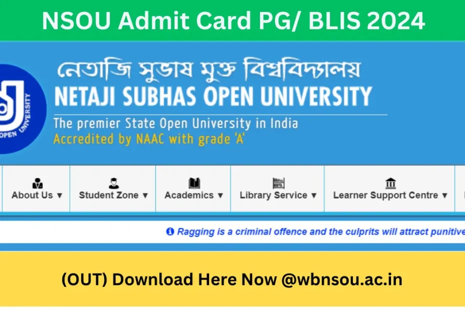 NSOU Admit Card PG/ BLIS 2024