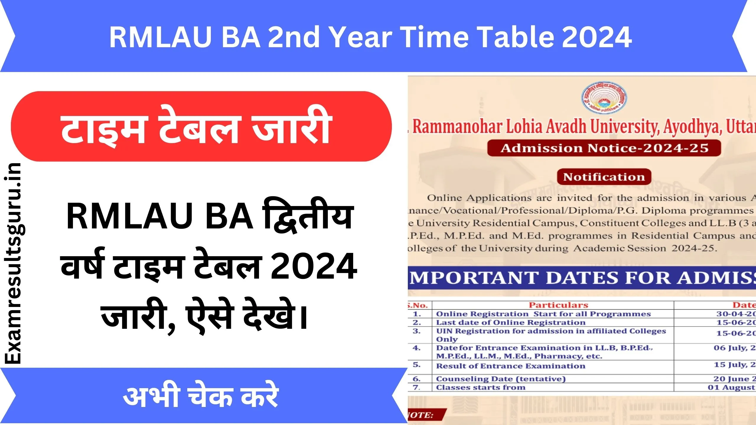 RMLAU BA 2nd Year टाइम टेबल 2024