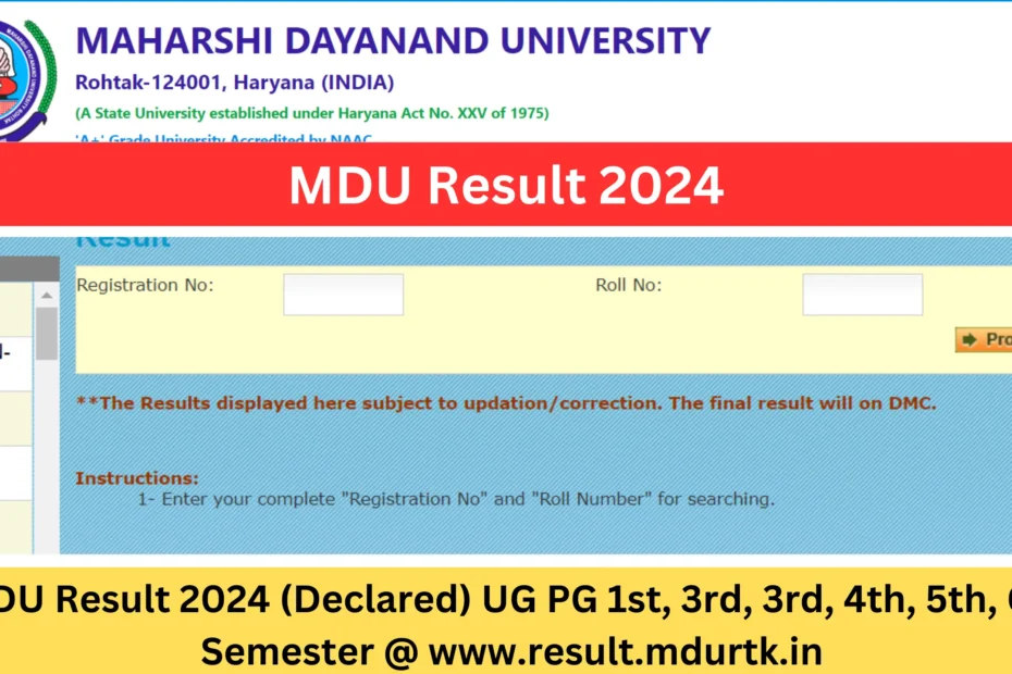 MDU Result 2024, Sem/Year Result