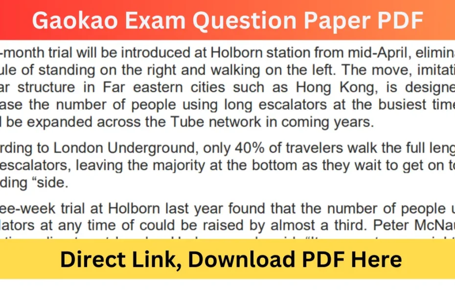 Gaokao Exam Question Paper PDF